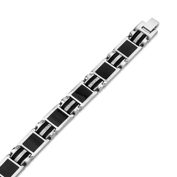 The Men's Corner 1/10 ct. t.w. Black Ion Stainless Steel Bracelet, 8.75"