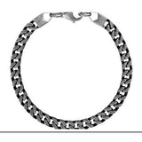 Half Black, Half Silver Toned Ion Plated Stainless Steel Foxtail Chain Necklace and Bracelet, 8.50"