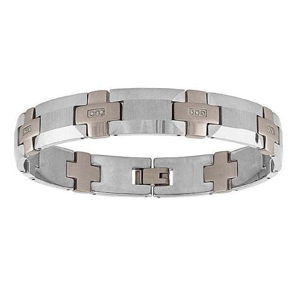 The Men's Corner 1/8 ct. t.w. Diamond Tungsten Stainless Steel Bracelet, 8.75"