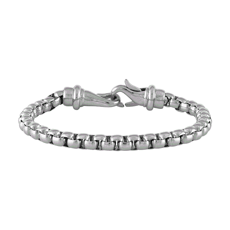 The Men's Corner Stainless Steel Box Chain Men's Bracelet with Lobster Claw Closure - 8.5 Inches