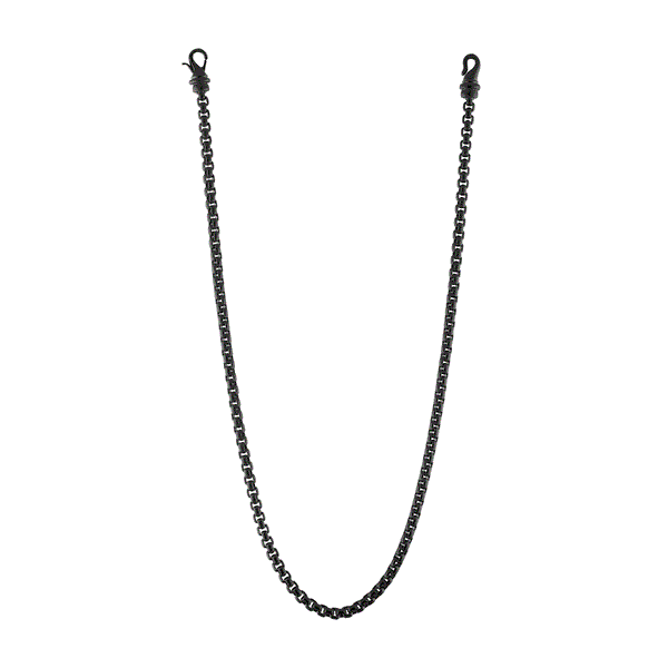 Black Ion Plated Stainless Steel Box Chain Necklace, 22.25"