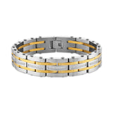 The Men's Corner 1/2 ct. t.w. Stainless Steel With Gold Ion Accented Bracelet, 8.50"