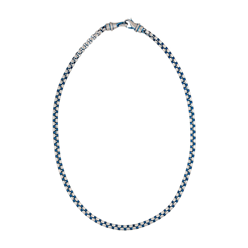 Blue Accent Necklace Ion plating & Stainless Steel Chain 22"