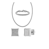 The Men's Corner 1/4 ct. t.w. Diamond Earring, Necklace and Bracelet Set