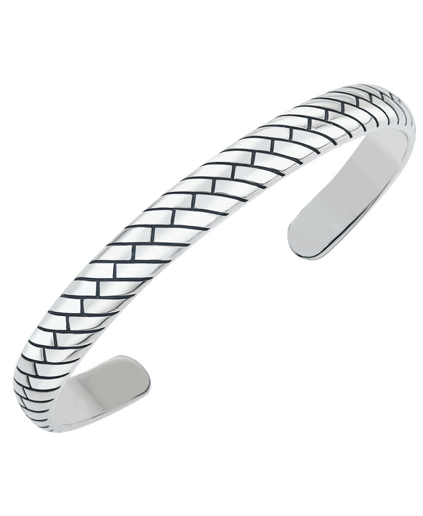 Esquire Sterling Silver Herringbone Pattern Cuff Bracelet