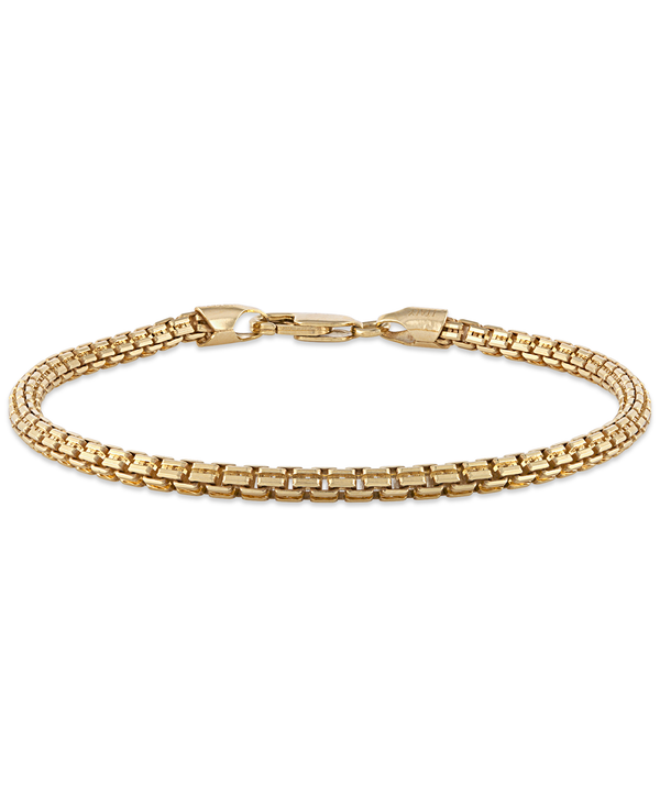 Esquire Men's 14 kt Gold Plated Sterling Silver Box Link Chain Bracelet, 8.50"