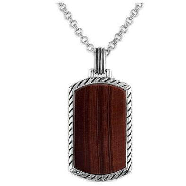 Esquire Red Tiger's Eye Dog Tag Pendant with Chain