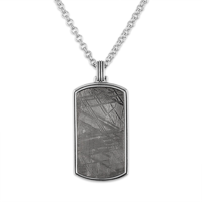 Esquire Meteorite Tag Pendant Necklace Set in Sterling Silver, 22"