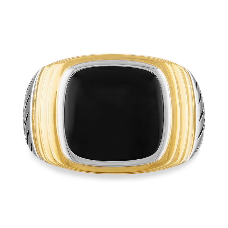 Esquire Onyx Ring with 14k Gold over Sterling Silver,  9-11.5