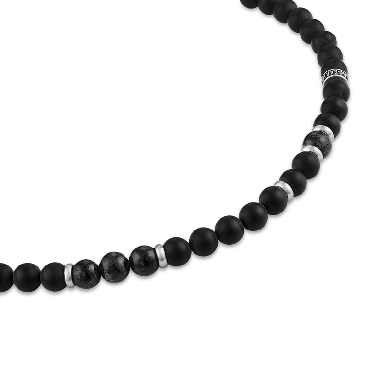 Matt Onyx Beads Quartz Stone Stainless Steel Necklace