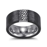Reptile Carbon Black  & Stainless Steel Ring 11mm Width