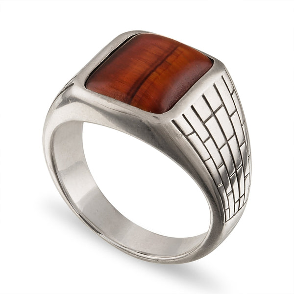 Esquire Red Tiger's Eye Ring Set in Sterling Silver