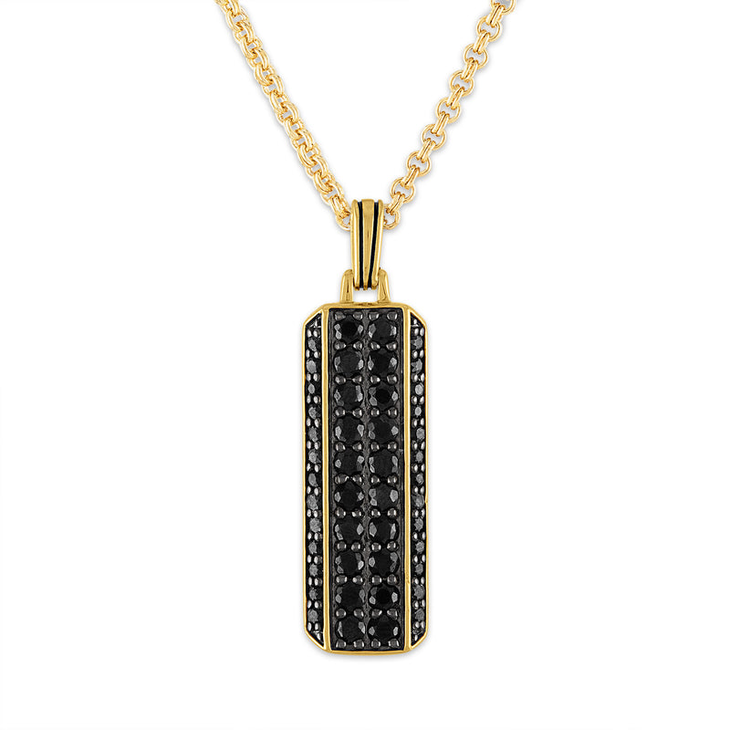 Esquire Black Sapphire Pendant Necklace Set in Gold Over Sterling Silver, 22"