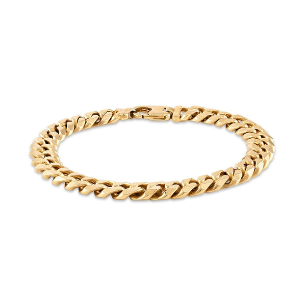 Esquire Gold Over Stainless Steel Curb Link Bracelet with Diamond Cut, 8.50"